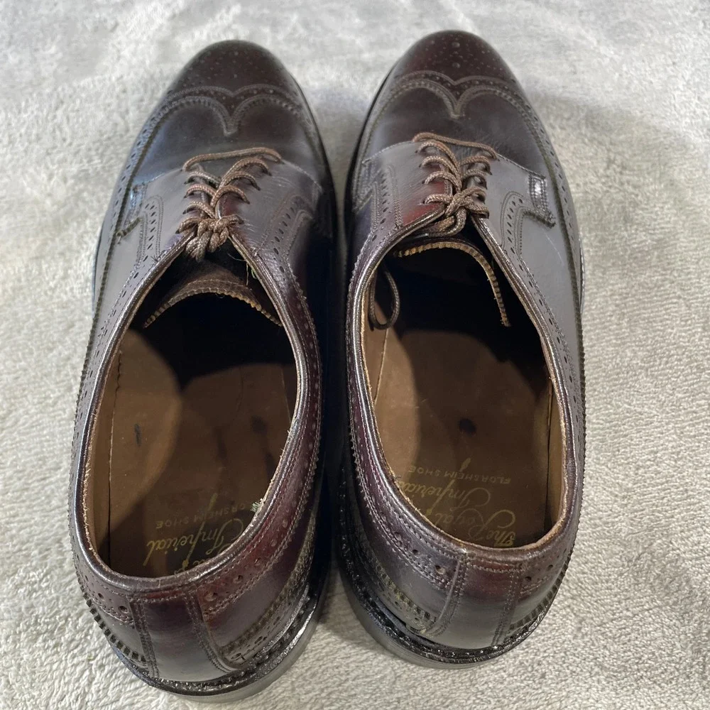 Florsheim Royal Imperial Brogue Dress Shoes Mens 8.5 D Burgundy Leather Wingtip